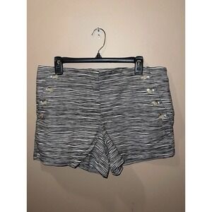 Ann Taylor Loft Riviera Short Chino Shorts Womens 10 Striped Black Cotton Sailor